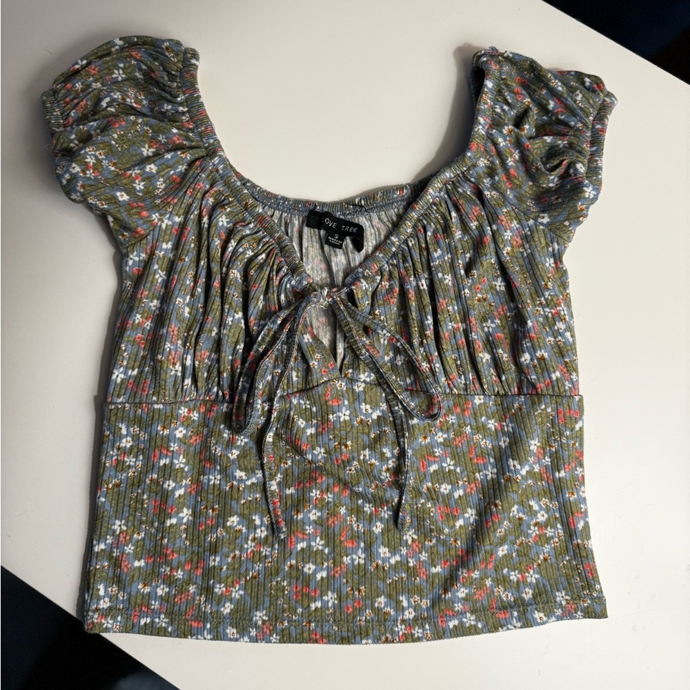 Love Tree Floral Vintage Summer Cropped Top XS